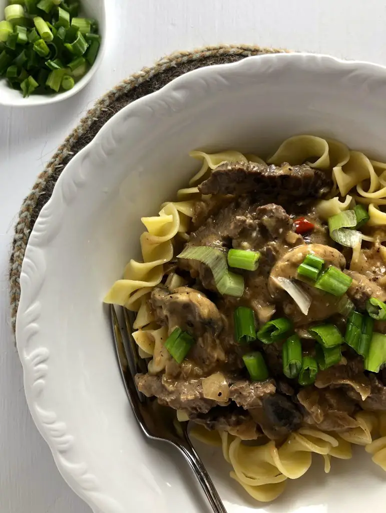 Russian Beef Stroganoff and Green Onions