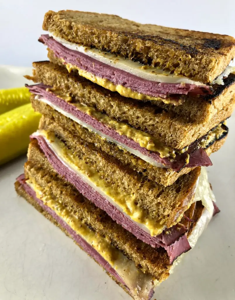 Pastrami and Swiss on Rye With Pickles