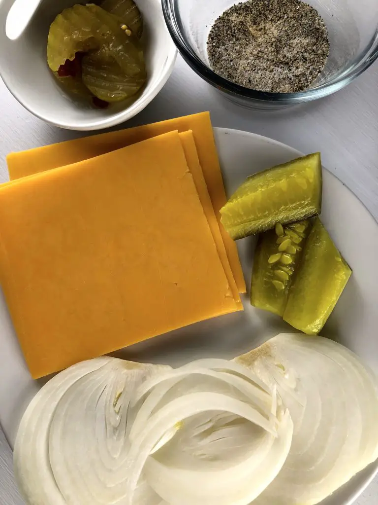 Ingredients and Toppings for Connecticut Steamed Cheeseburgers