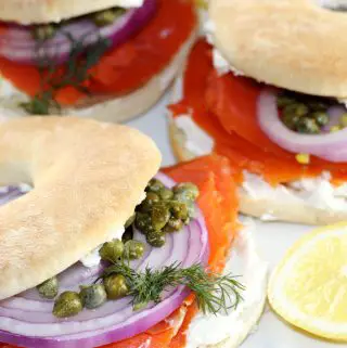 Alaskan Salmon, Cream Cheese, and Capers Bagel
