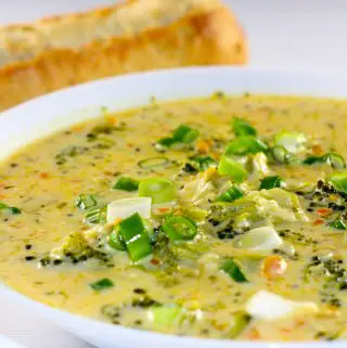 Broccoli and Cheddar Soup and bread