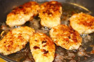 Russian ground chicken cutlets pan frying