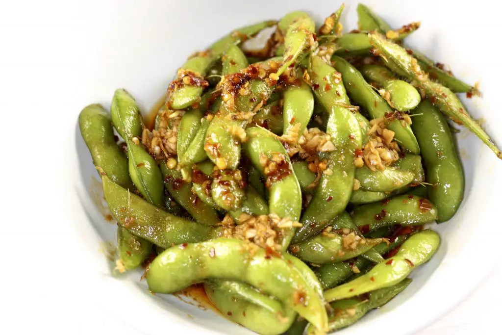 Spicy Edamame in a bowl