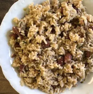 Belizean Rice and Beans in a bowl