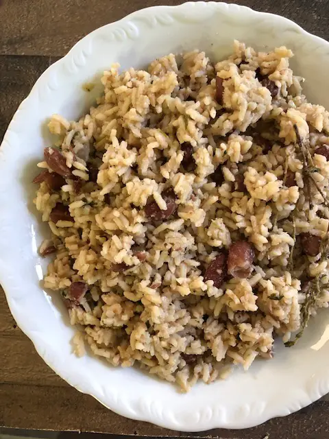 Belizean Rice and Beans in a bowl