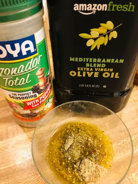 Panko, olive oil, and goya seasoning
