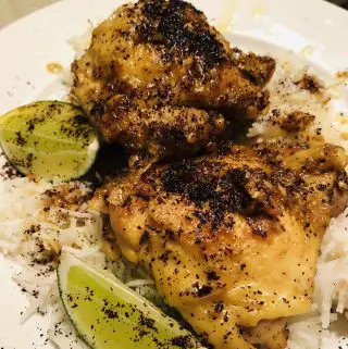 Turmeric Chicken With Sumac and Lime and rice