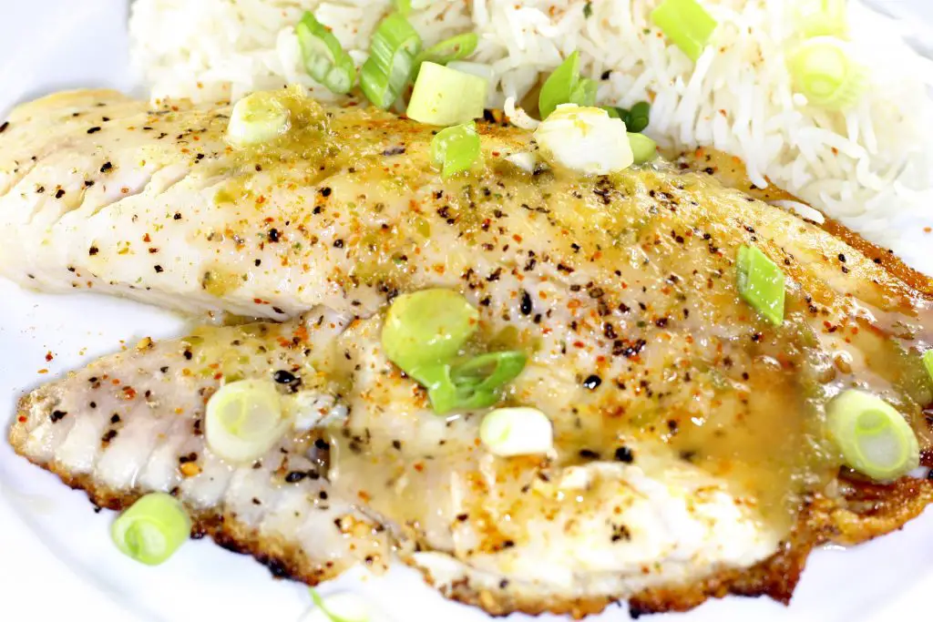 Tilapia with hot yuzu sauce and green onions