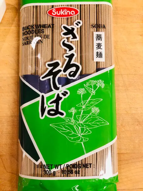 dried soba noodles in a package