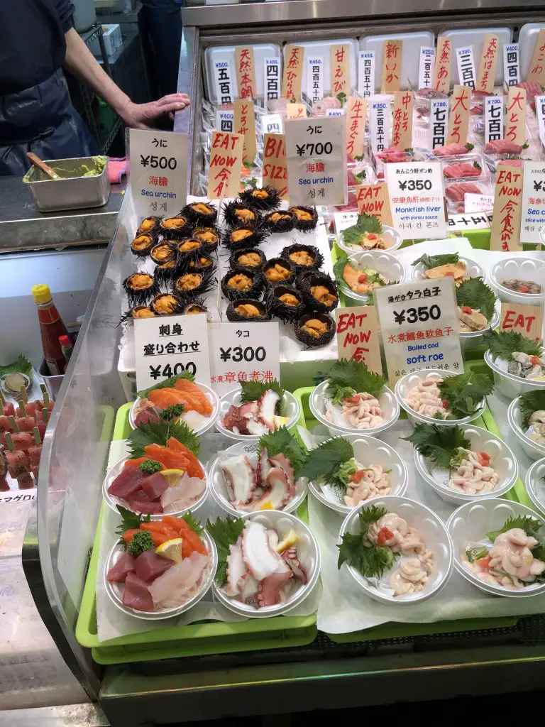 seafood snacks including sea urchin