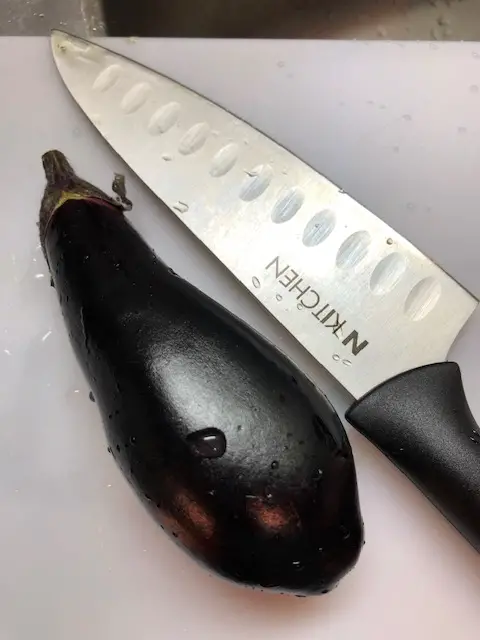 Japanese Eggplant and Knife