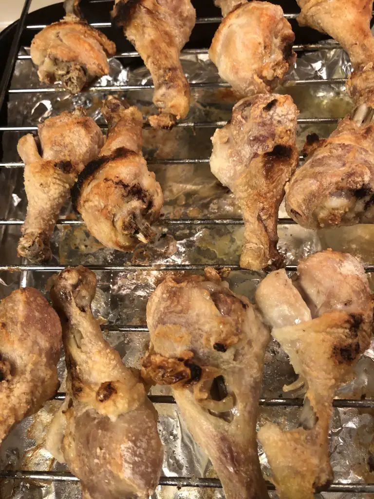 Fried chicken on a rack