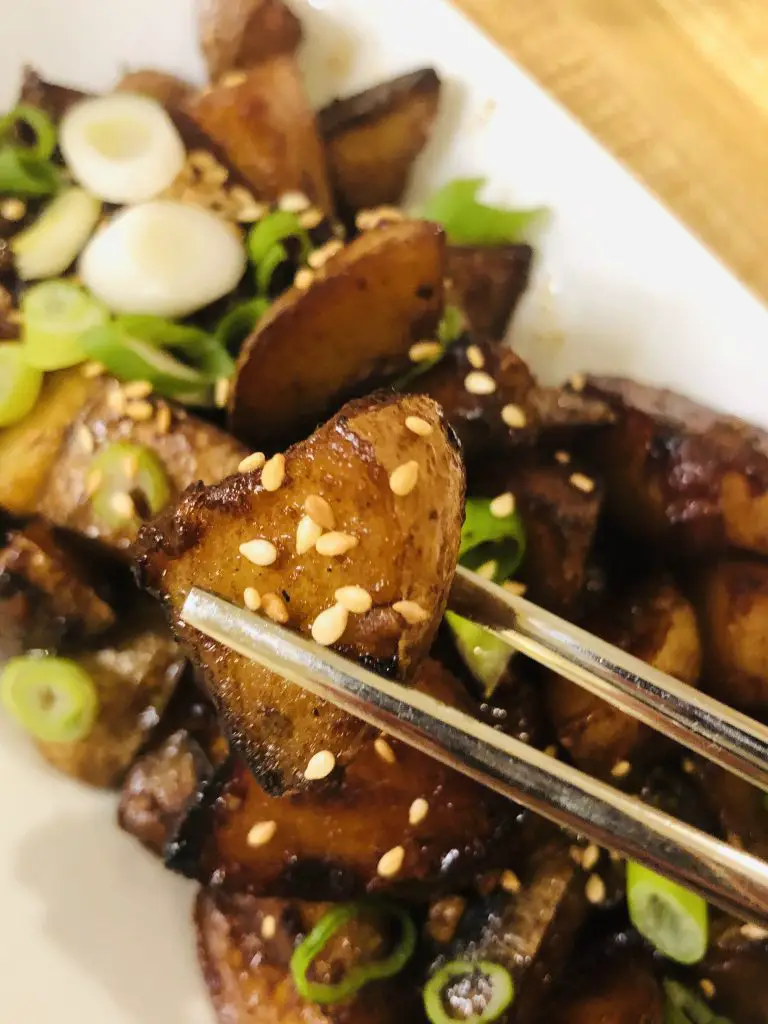 Korean Potato Side Dish and Chopsticks