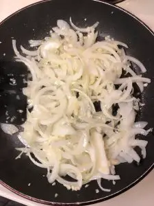 Onions and garlic in a pan