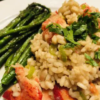 Lobster risotto and asparagus
