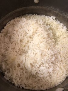basmati rice in a pot