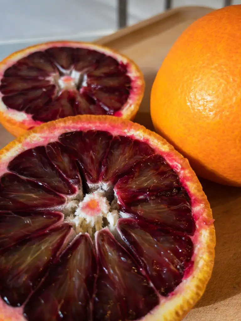 Blood oranges whole and cut