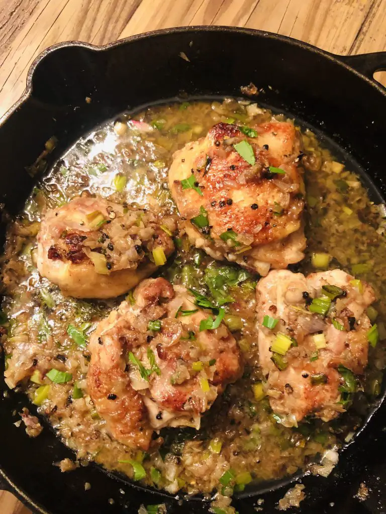 French Tarragon Chicken in a cast iron skillet