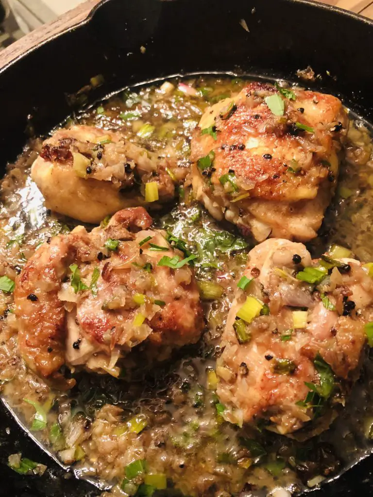 French Tarragon Chicken in a cast iron skillet