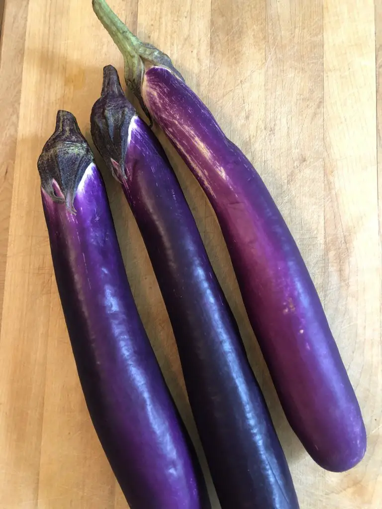 3 purple Japanese eggplant