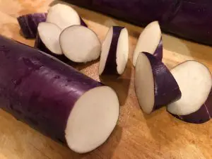 Cut up pieces of Japanese eggplant