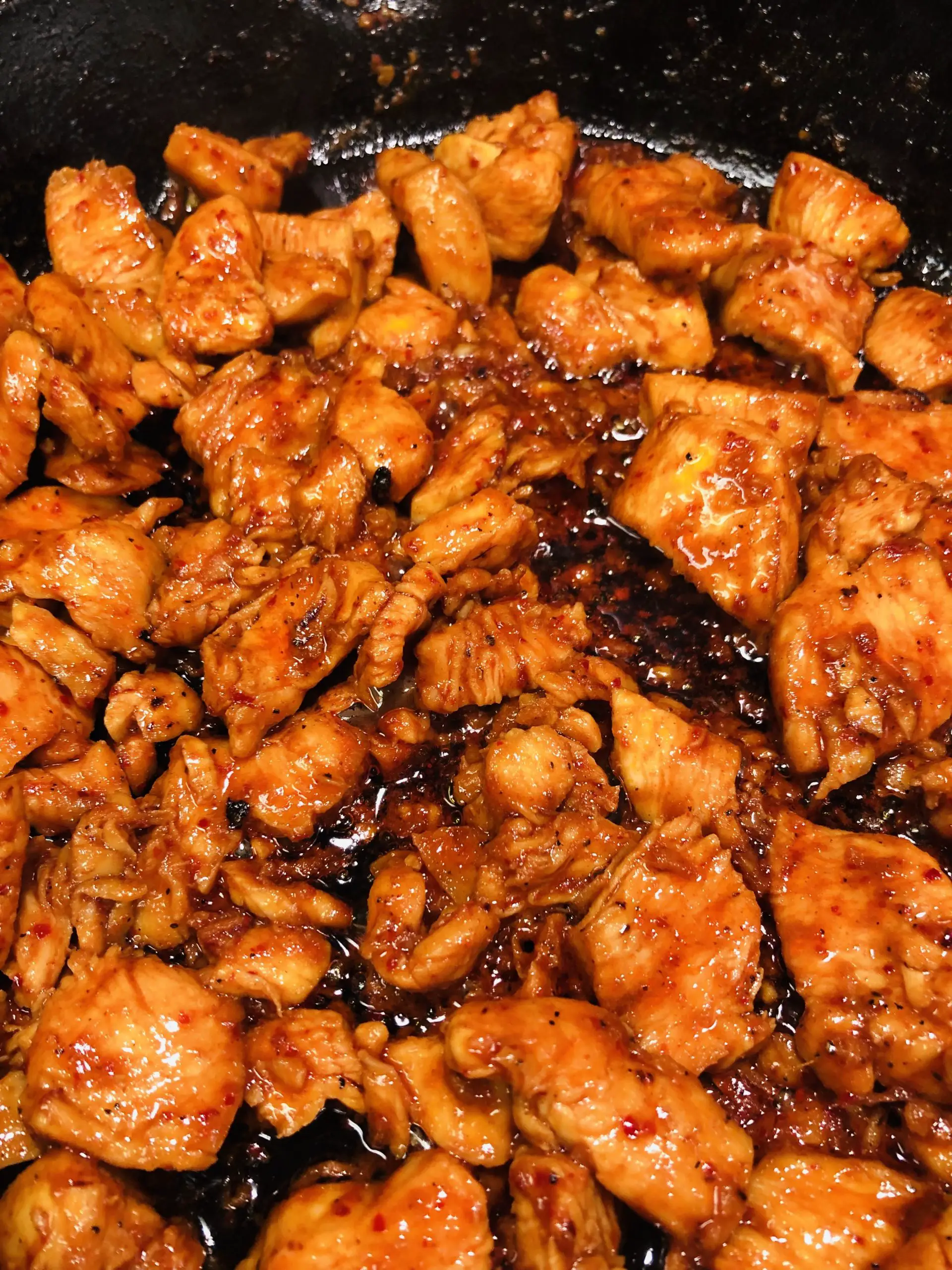 Spicy Chicken Bulgogi in a cast iron pan