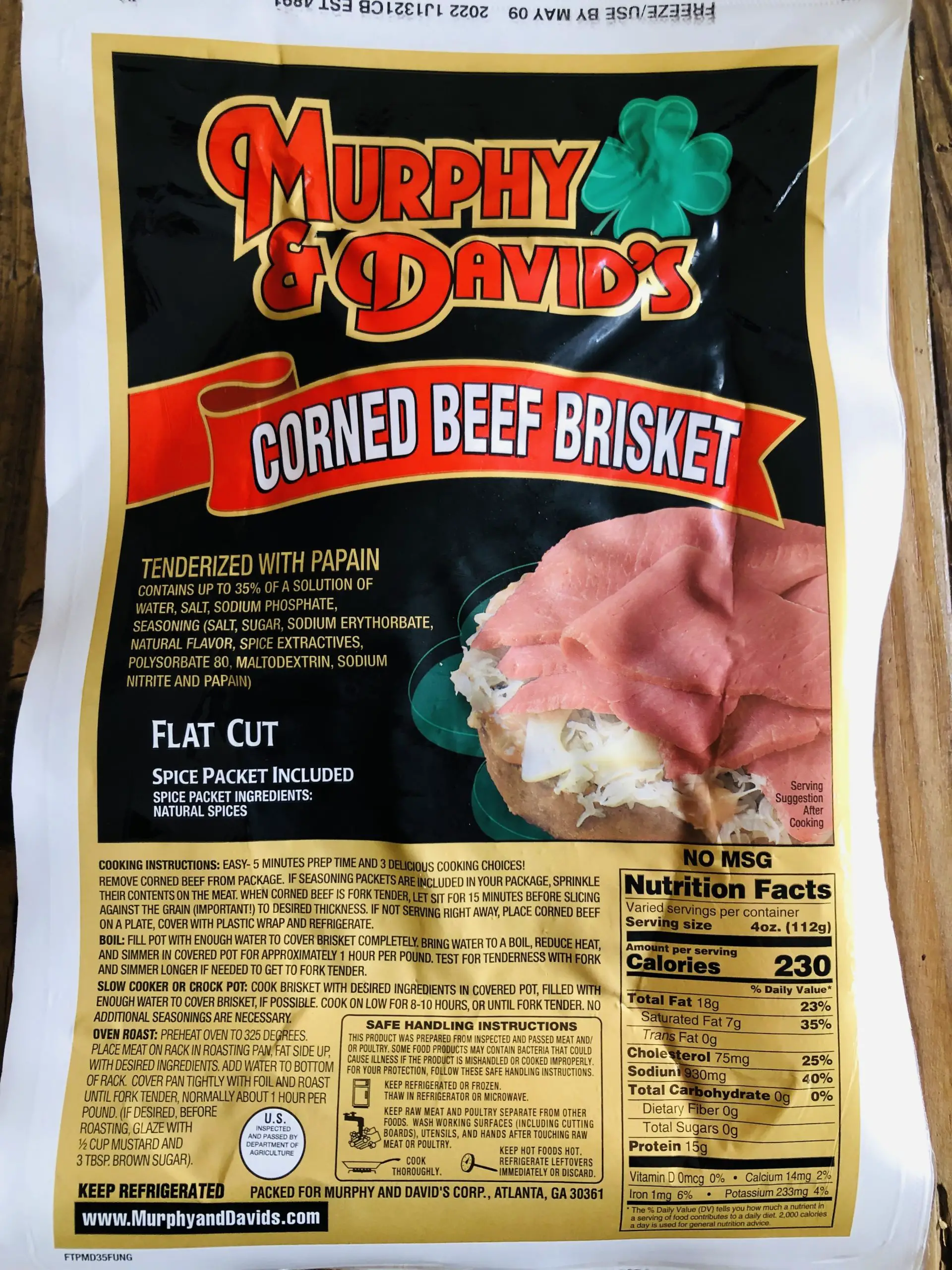 A package of Murphy & David's Corned Beef Brisket
