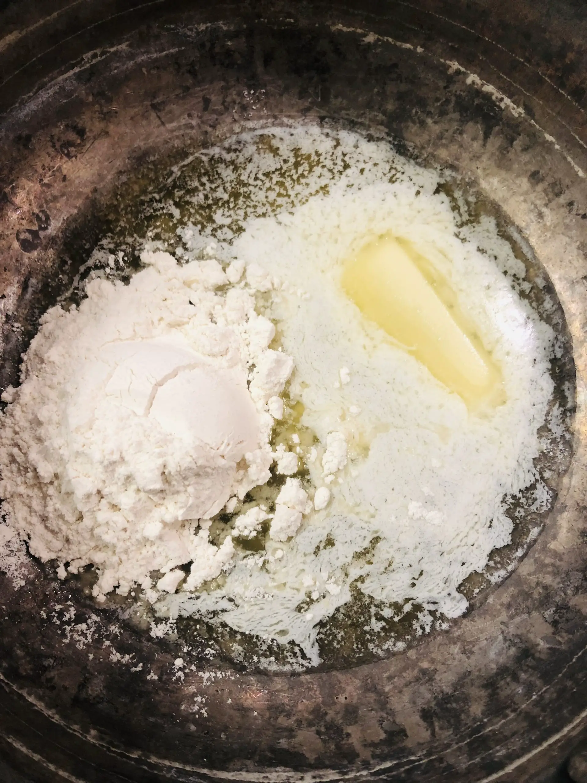 flour and melted butter in a saucepan