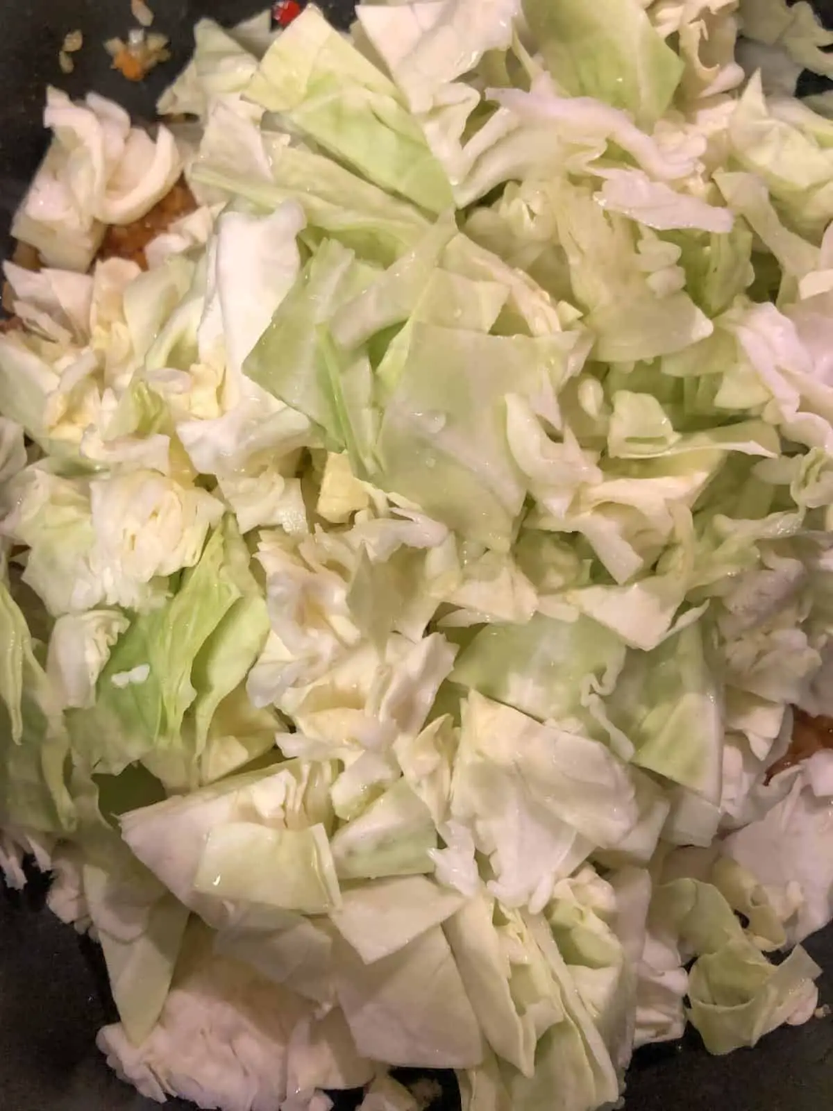 Chopped green cabbage.