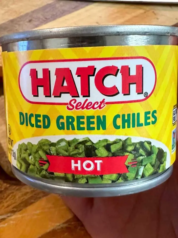 A can of HOT Hatch Select Diced Green Chiles.